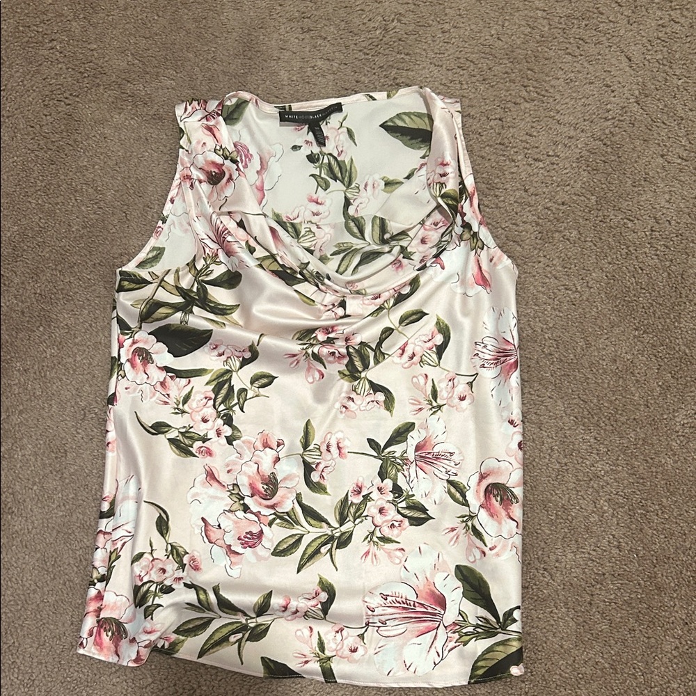 White House Black Market Floral Cowl Neck Blouse